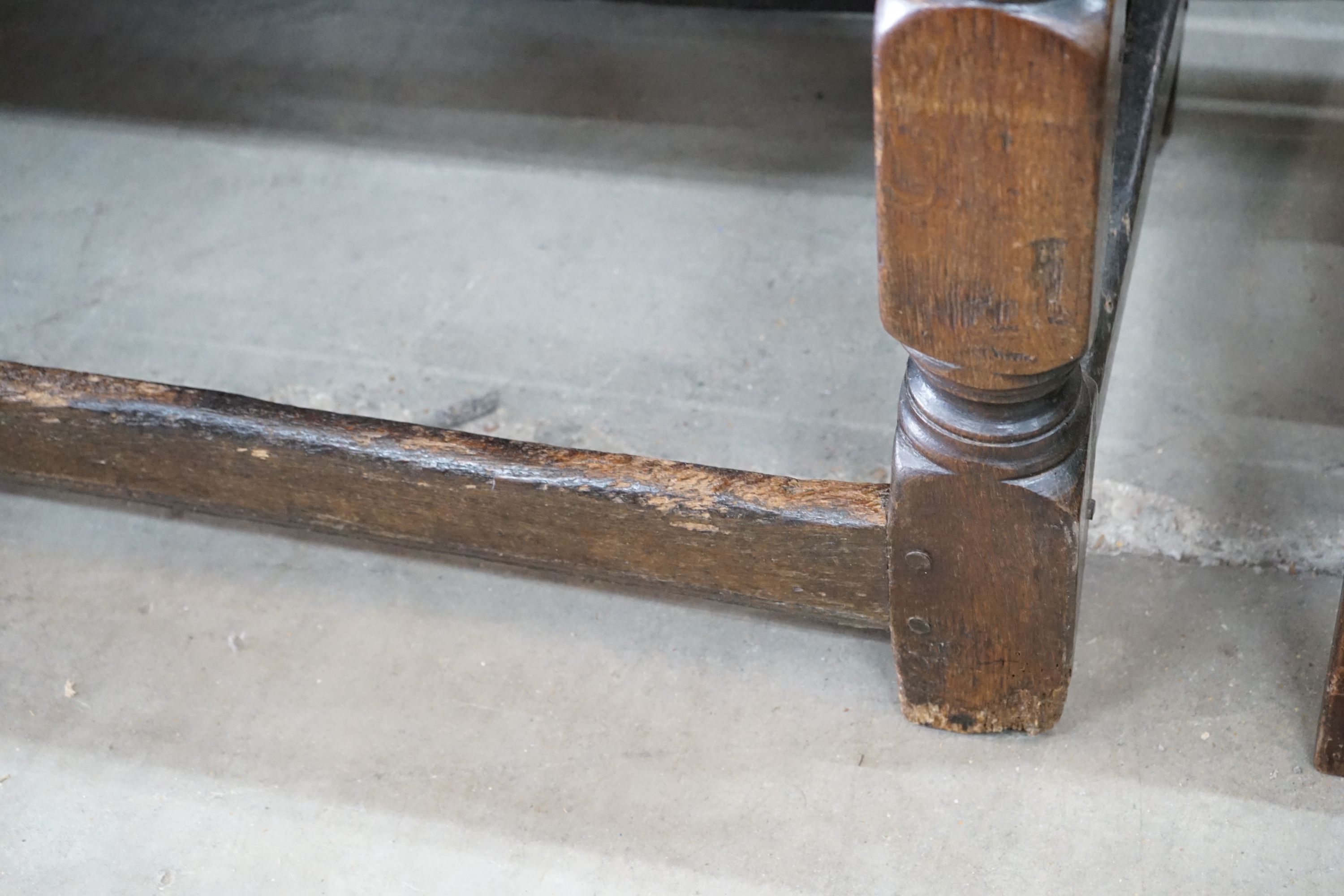 A rectangular planked refectory type dining table, length 190cm, depth 66cm, height 71cm